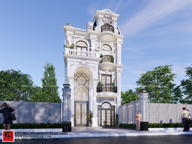 Thiết kế nhà Phan Thiết, Xây nhà trọn gói Phan Thiết, Thi công nhà trọn gói Phan Thiết, Thiết kế Thi công nội thất Phan Thiết Bình Thuận, Công ty Xây dựng Bình Thuận, Thiết kế nhà Bình Thuận, Xây nhà trọn gói Bình Thuận. Mẫu thiết kế biệt thự tân cổ điển 7x20 được thi công xây dựng trọn gói tại khu phố biển Rạng Đông - Phan Thiết