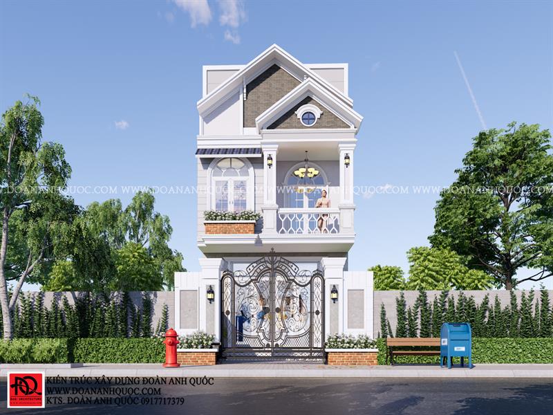 Công ty TNHH Kiến trúc Xây dựng Đoàn Anh Quốc - MẪU NHÀ MÁI THÁI 2 TẦNG TẠI PHAN THIẾT - KÍCH THƯỚC 5X14M