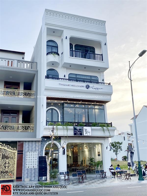 Công ty TNHH Kiến trúc Xây dựng Đoàn Anh Quốc - THIẾT KẾ THI CÔNG TRỌN GÓI KẾT HỢP NHÀ Ở VÀ QUÁN CÀ PHÊ TẠI KHU PHỐ BIỂN RẠNG ĐÔNG