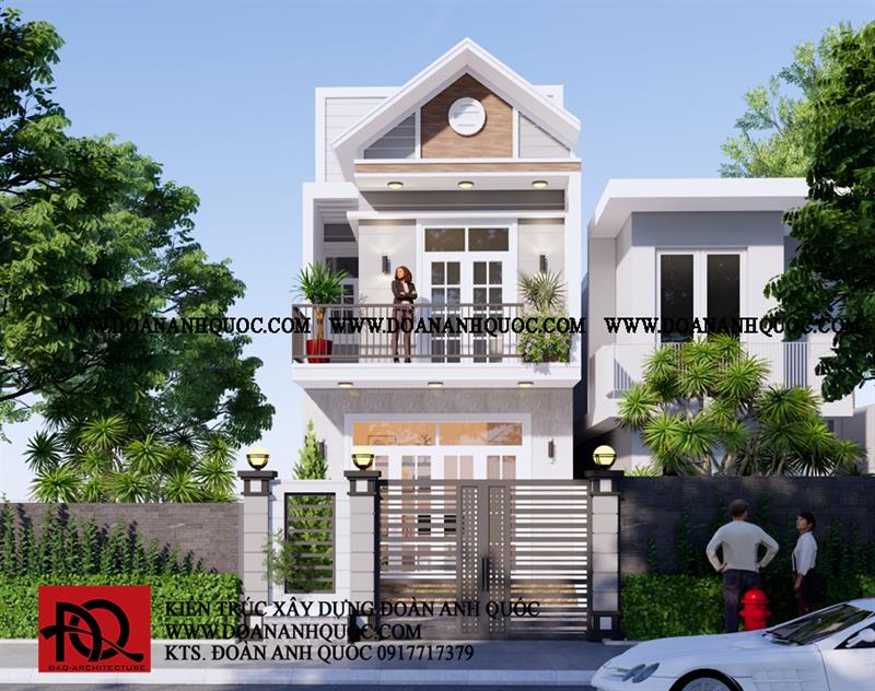 Công ty TNHH Kiến trúc Xây dựng Đoàn Anh Quốc - Thiết kế nhà phố đơn giản 2 tầng tại Phan Thiết- Thi công trọn gói Phan Thiết 800 triệu _ MS22