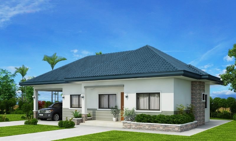 Công ty TNHH Kiến trúc Xây dựng Đoàn Anh Quốc - THIẾT KẾ NHÀ VƯỜN CẤP 4 MÁI THÁI CÓ GARA TẠI QUẢNG NINH