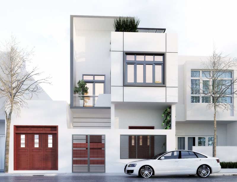 Công ty TNHH Kiến trúc Xây dựng Đoàn Anh Quốc - 10 Mẫu phối cảnh mặt tiền nhà ống 2 tầng tại Phan Thiết được quan tâm nhất