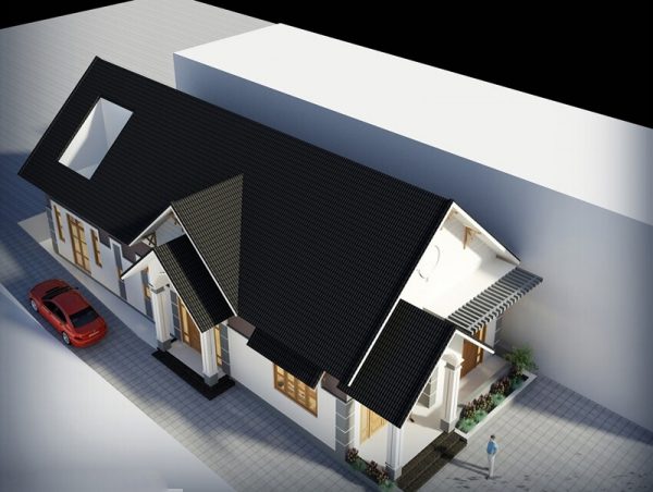 Công ty TNHH Kiến trúc Xây dựng Đoàn Anh Quốc - THIẾT KẾ NHÀ CẤP 4 CÓ GÁC LỬNG 3 PHÒNG NGỦ 5X20M TẠI PHAN THIẾT