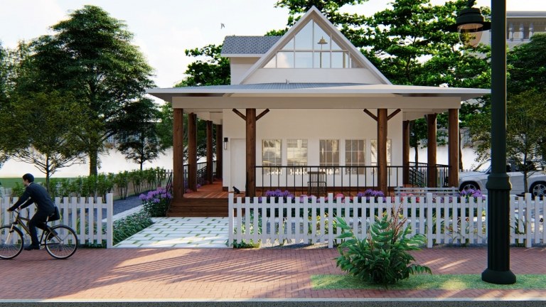 Công ty TNHH Kiến trúc Xây dựng Đoàn Anh Quốc - NHÀ VƯỜN CẤP 4 MÁI THÁI NÔNG THÔN TRÀN NGẬP GIÓ VÀ NẮNG TẠI PHAN THIẾT