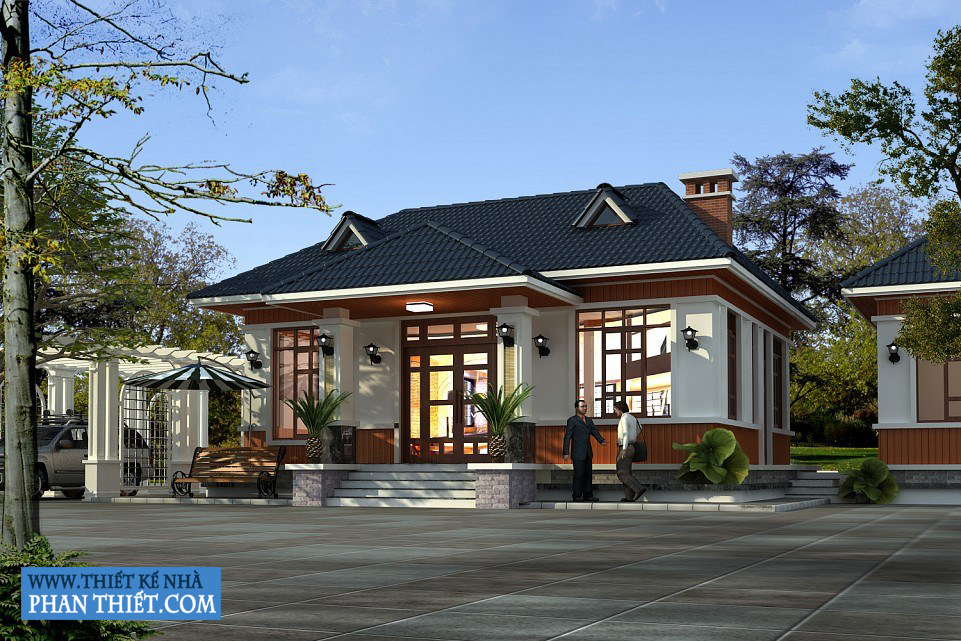 Công ty TNHH Kiến trúc Xây dựng Đoàn Anh Quốc - MẪU NHÀ VƯỜN CẤP 4 MÁI THÁI ĐẸP 4 PHÒNG NGỦ 1 PHÒNG THỜ TẠI PHAN THIẾT