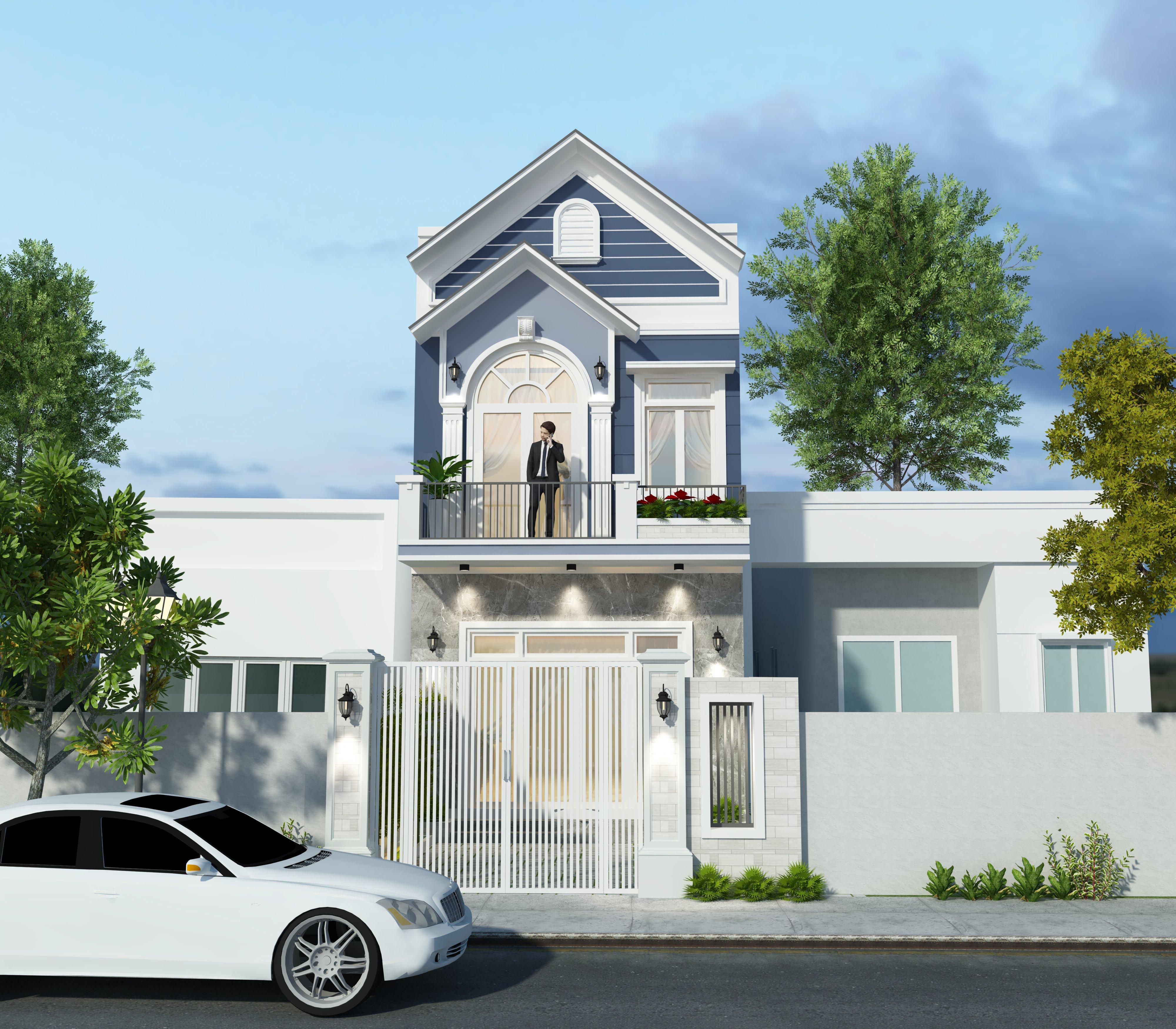 Công ty TNHH Kiến trúc Xây dựng Đoàn Anh Quốc - Phối cảnh mẫu nhà 1 trệt 1 lầu đơn giản