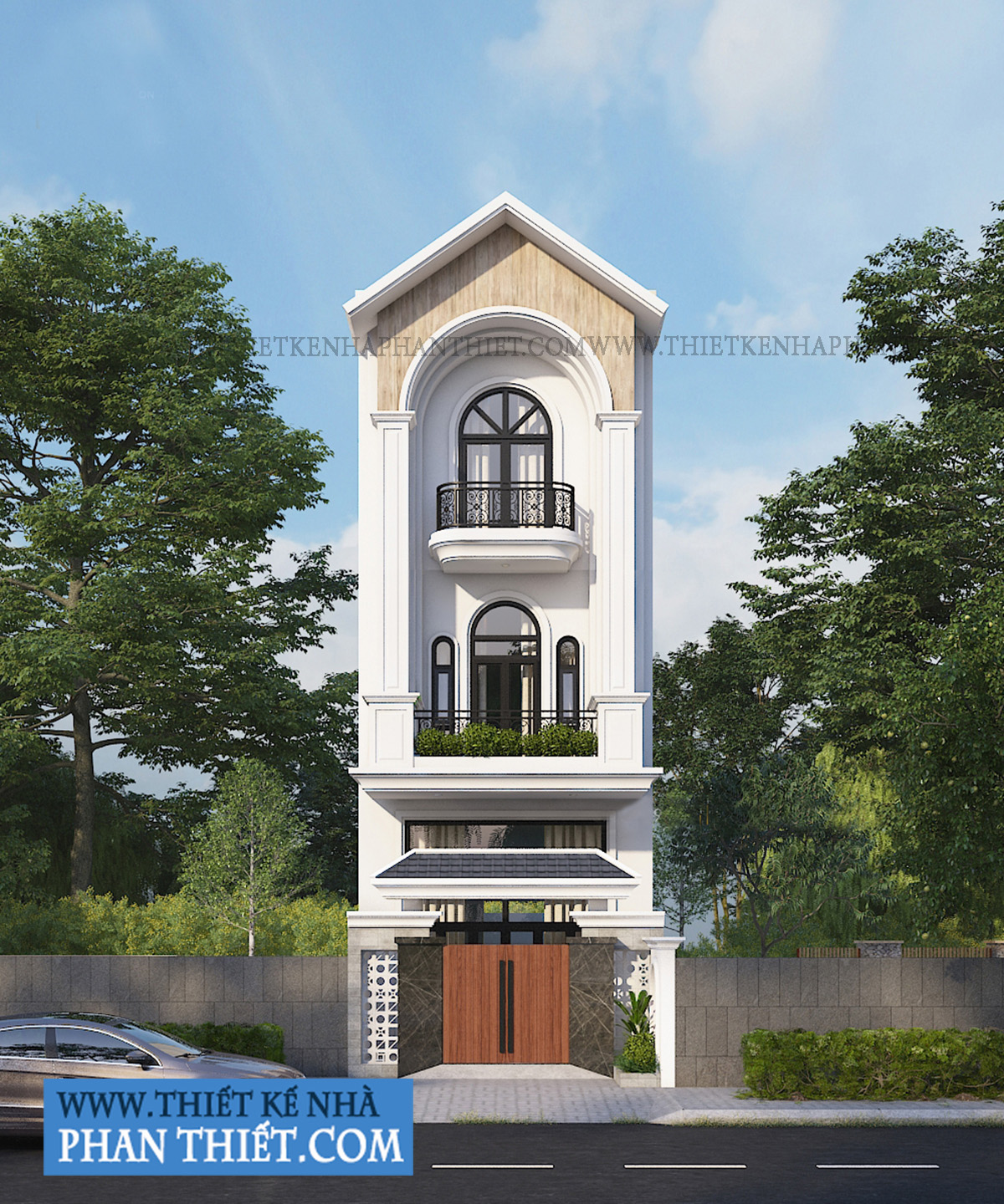 Công ty TNHH Kiến trúc Xây dựng Đoàn Anh Quốc - Thiết kế nhà phố tân cổ điển 5x20 tai Phan Thết